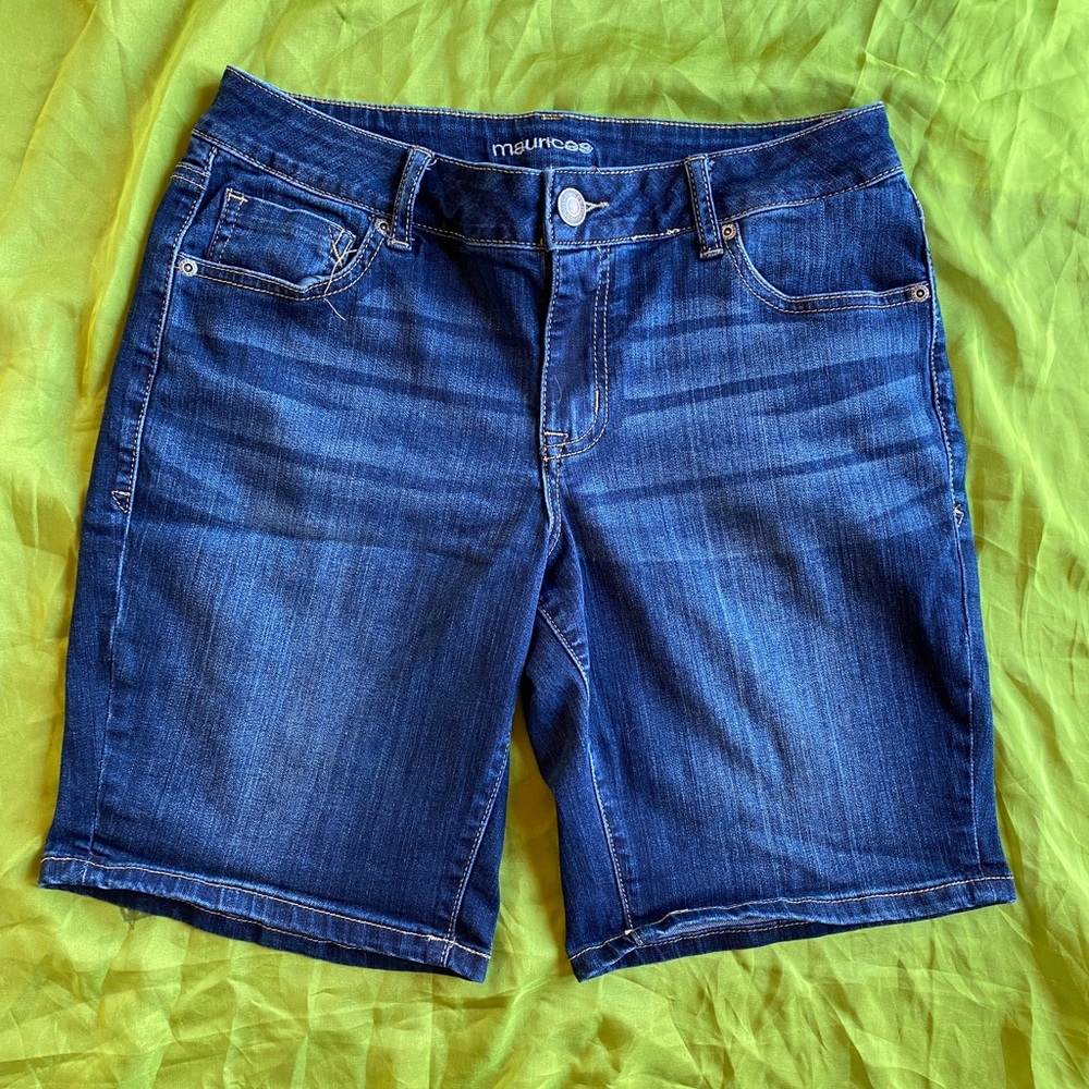EUC dark denim shorts